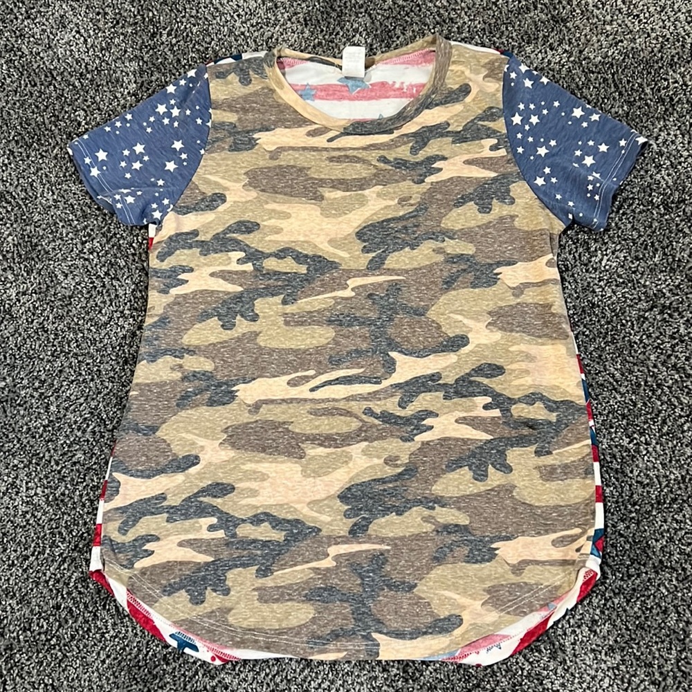 Camo/American flag top